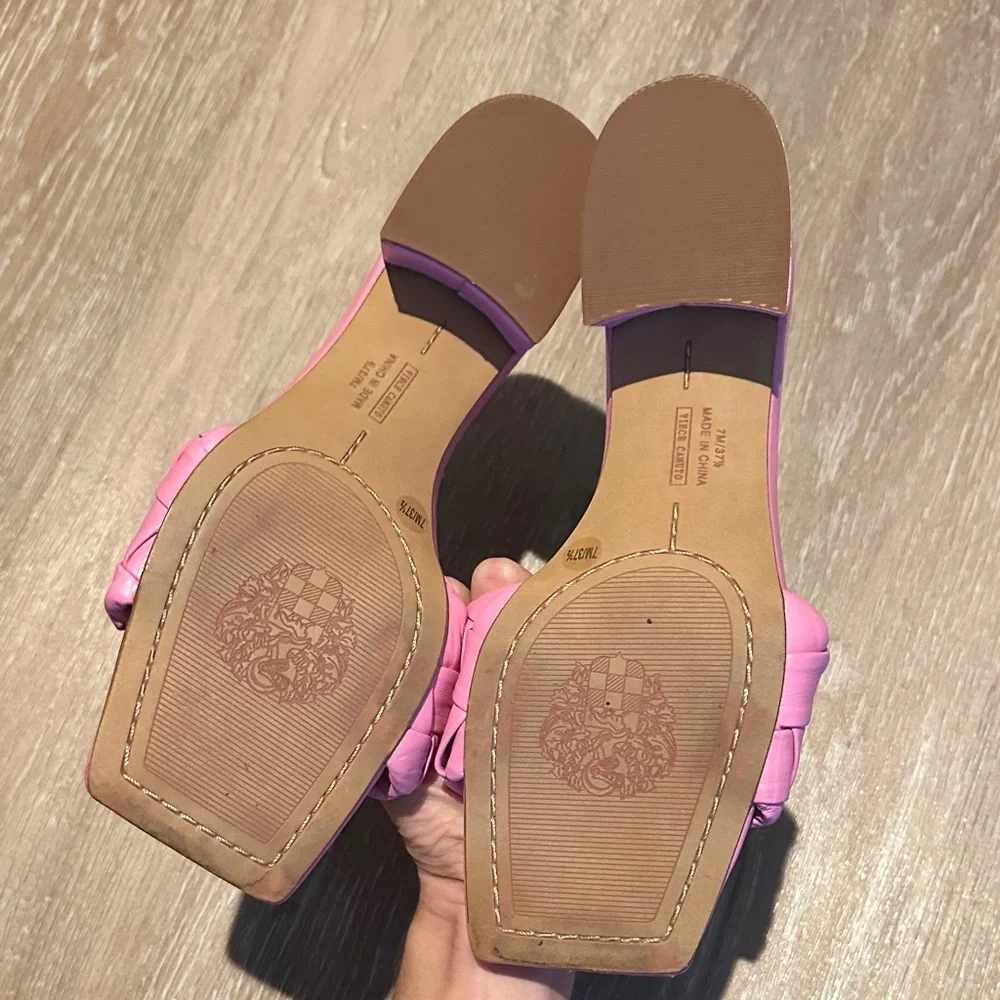 Vince Camuto Pink Woven Heeled Sandals - Picture 4 of 5